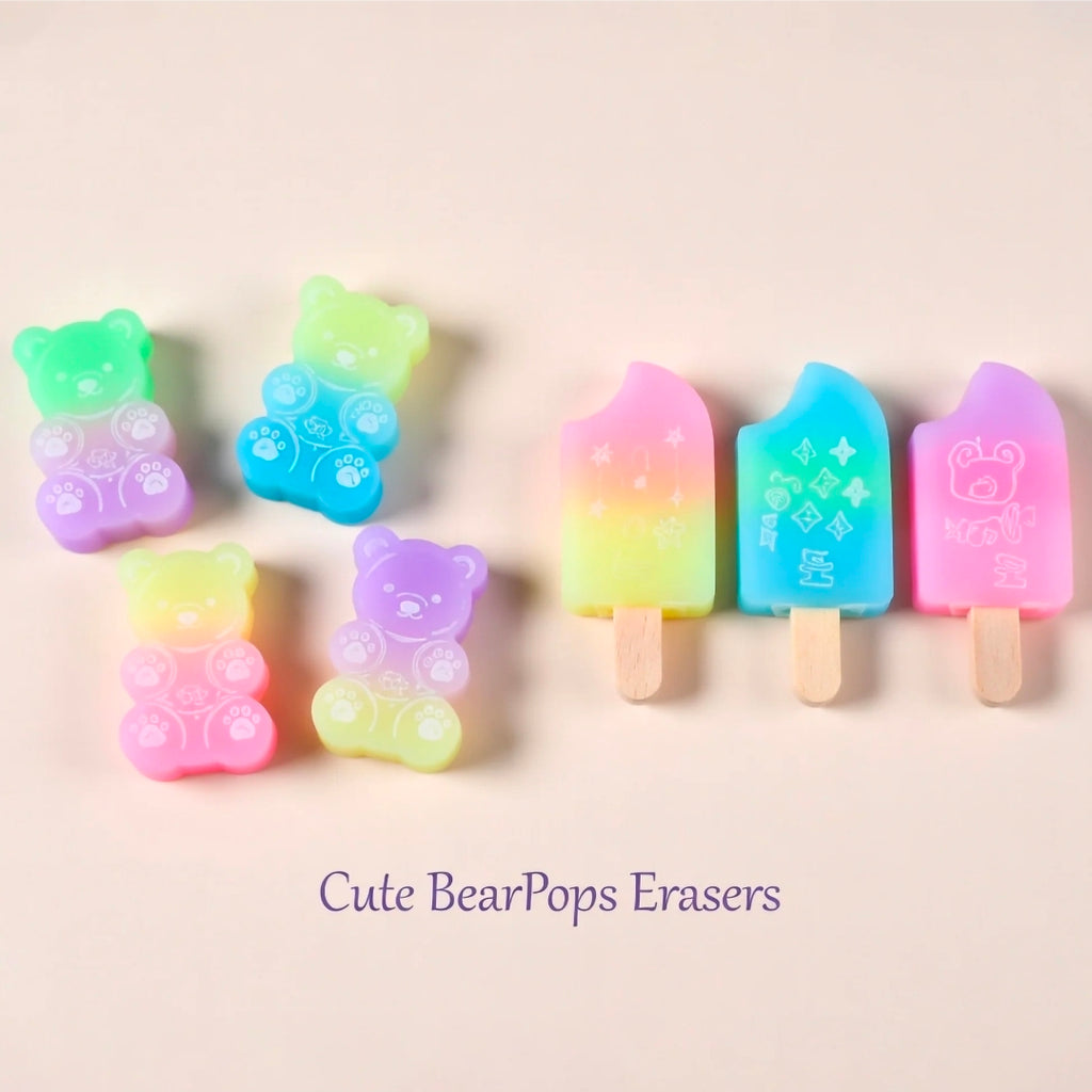 Adorable Bear & Popsicle Eraser Set