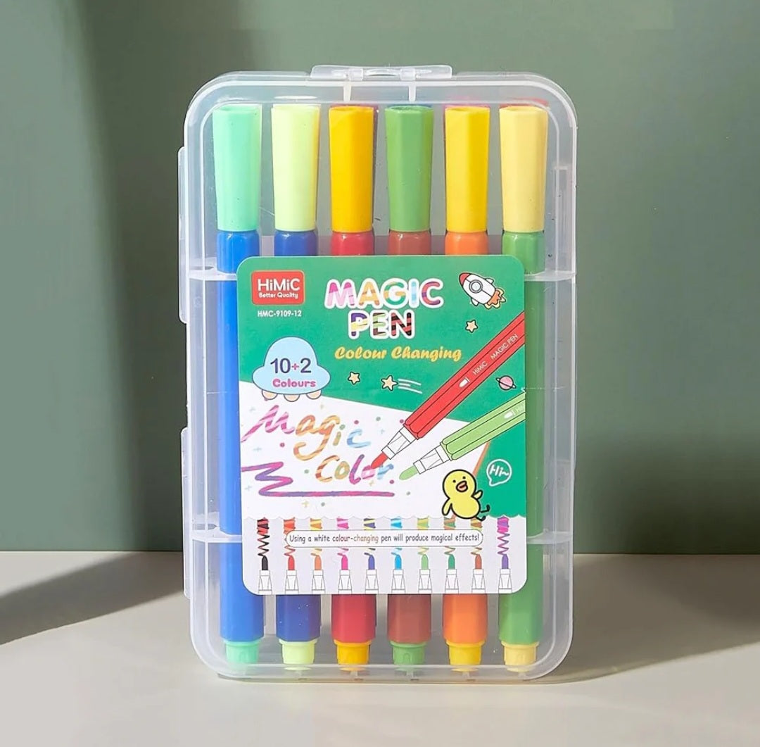 12 Color Magic Colour Changing Sketch Pen Set - Fine Tip, Smooth Flow