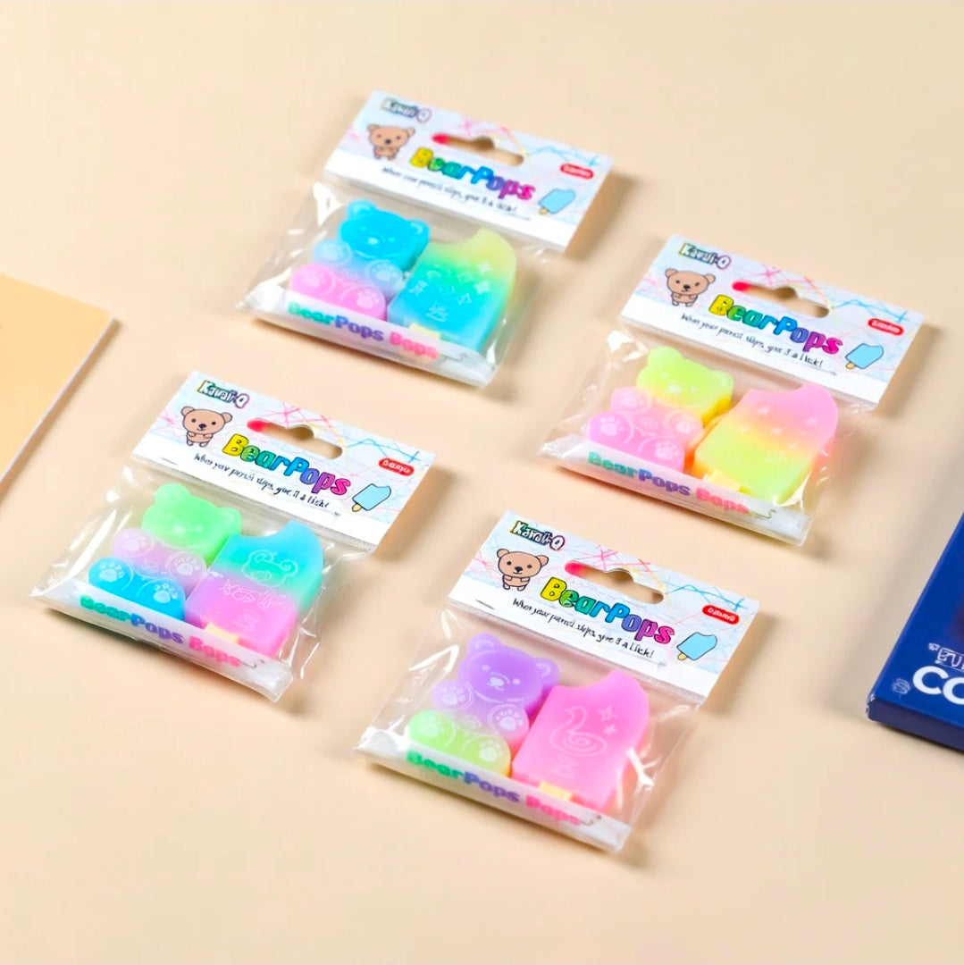 Adorable Bear & Popsicle Eraser Set