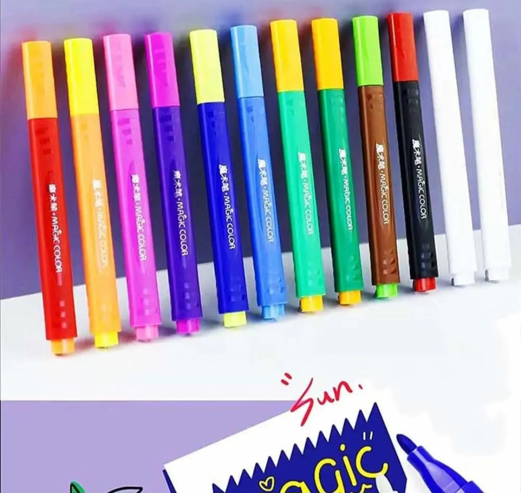 12 Color Magic Colour Changing Sketch Pen Set - Fine Tip, Smooth Flow
