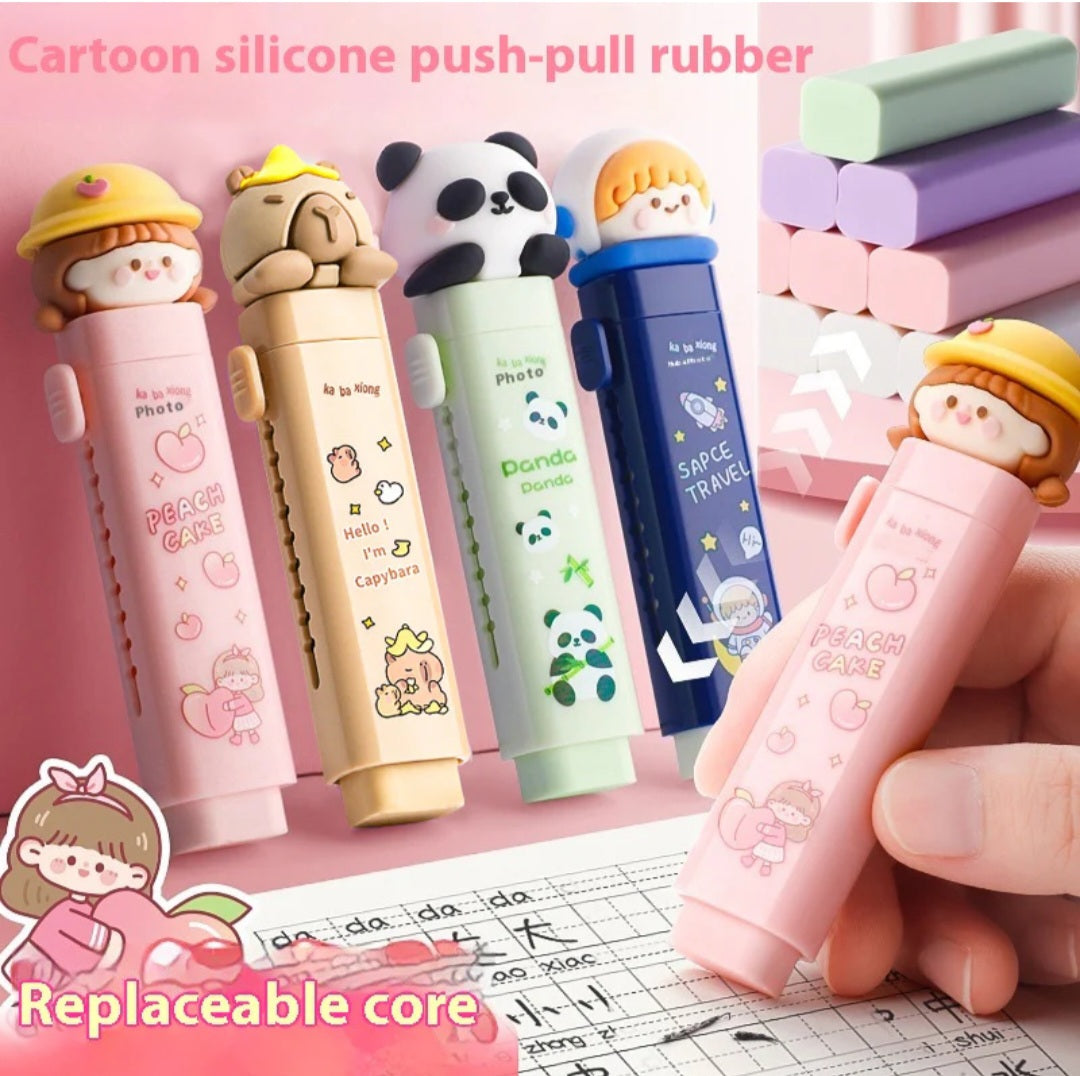 Cartoon Push Pull Sliding Retractable Eraser | Adorable & Handy