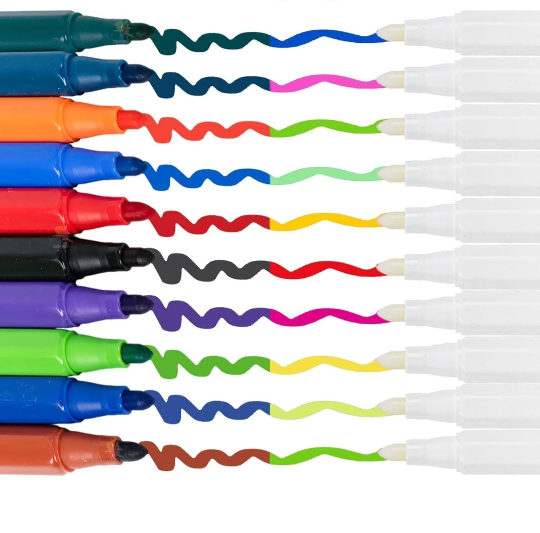 12 Color Magic Colour Changing Sketch Pen Set - Fine Tip, Smooth Flow