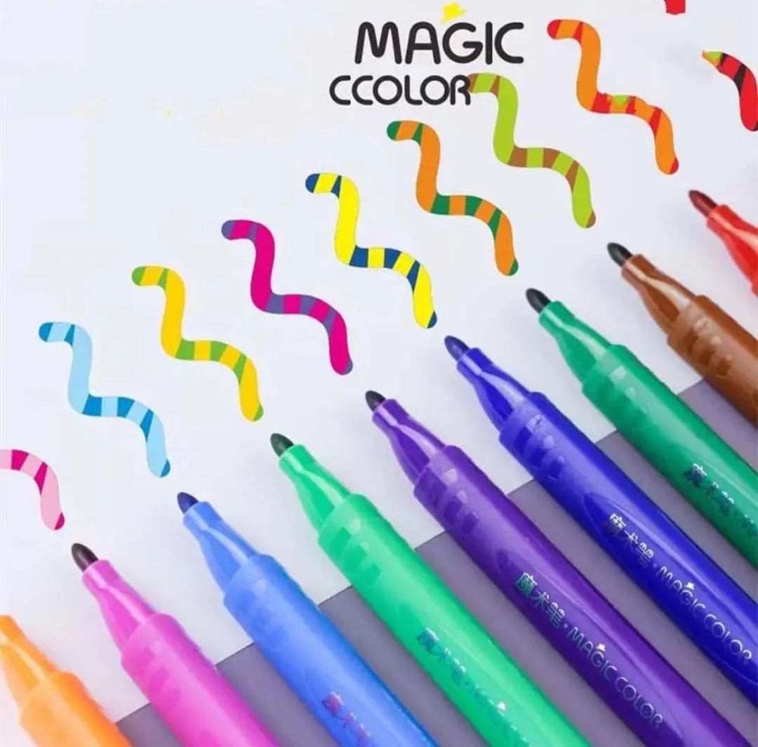 12 Color Magic Colour Changing Sketch Pen Set - Fine Tip, Smooth Flow